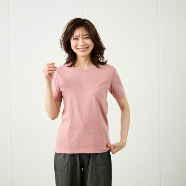レディス　コットン１００クルーネック半袖Tシャツ