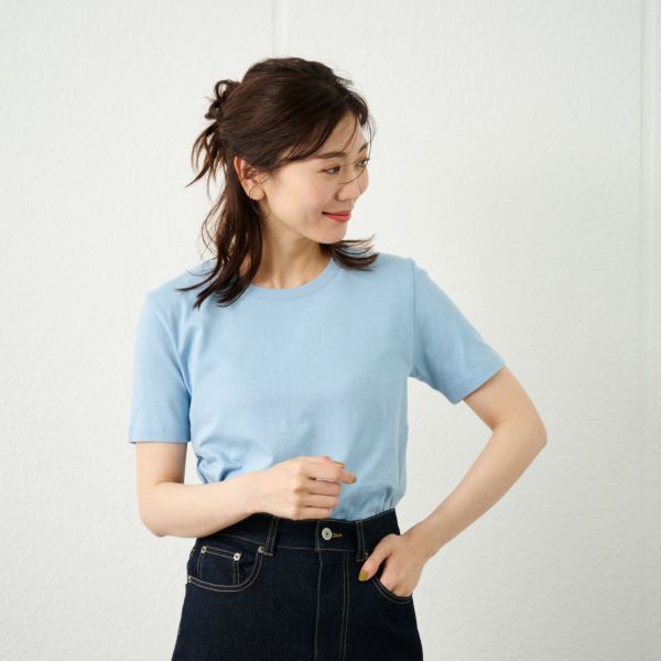 レディス　コットン１００クルーネック半袖Tシャツ