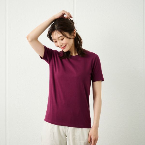 レディス　コットン１００クルーネック半袖Tシャツ