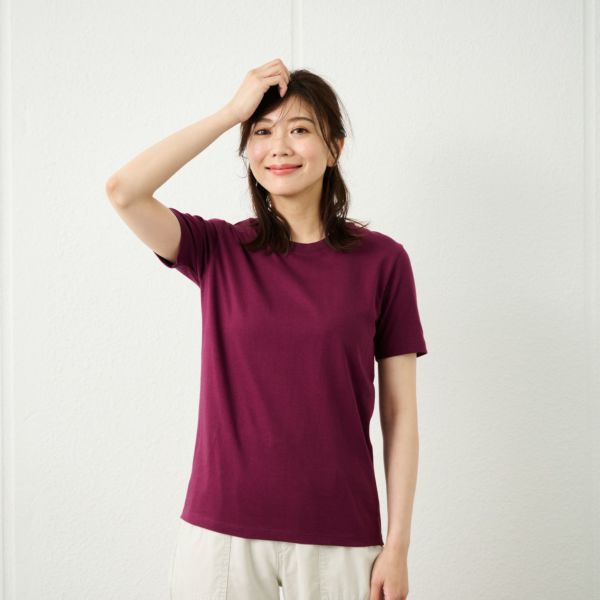 レディス　コットン１００クルーネック半袖Tシャツ