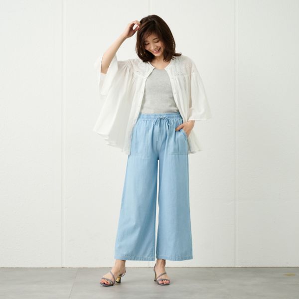 シャンブレーワイドパンツ