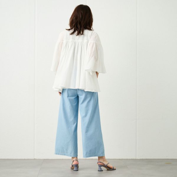 シャンブレーワイドパンツ