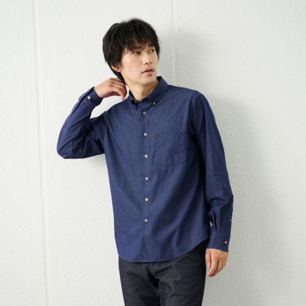 【てまらく】コードドビーボタンダウンシャツ