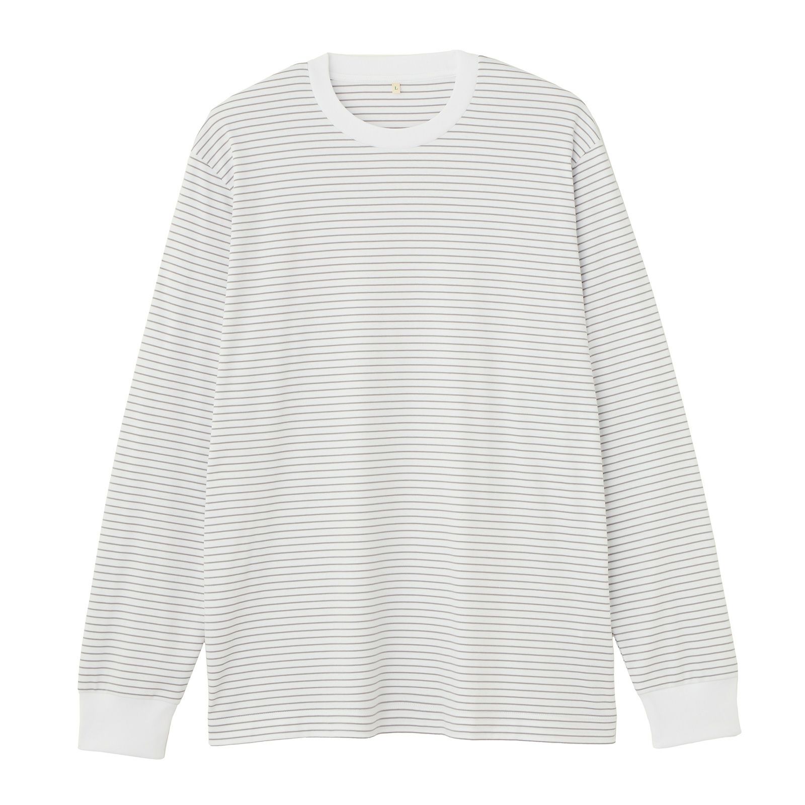 シルキータッチコットン　クルーボーダー長袖Tシャツ