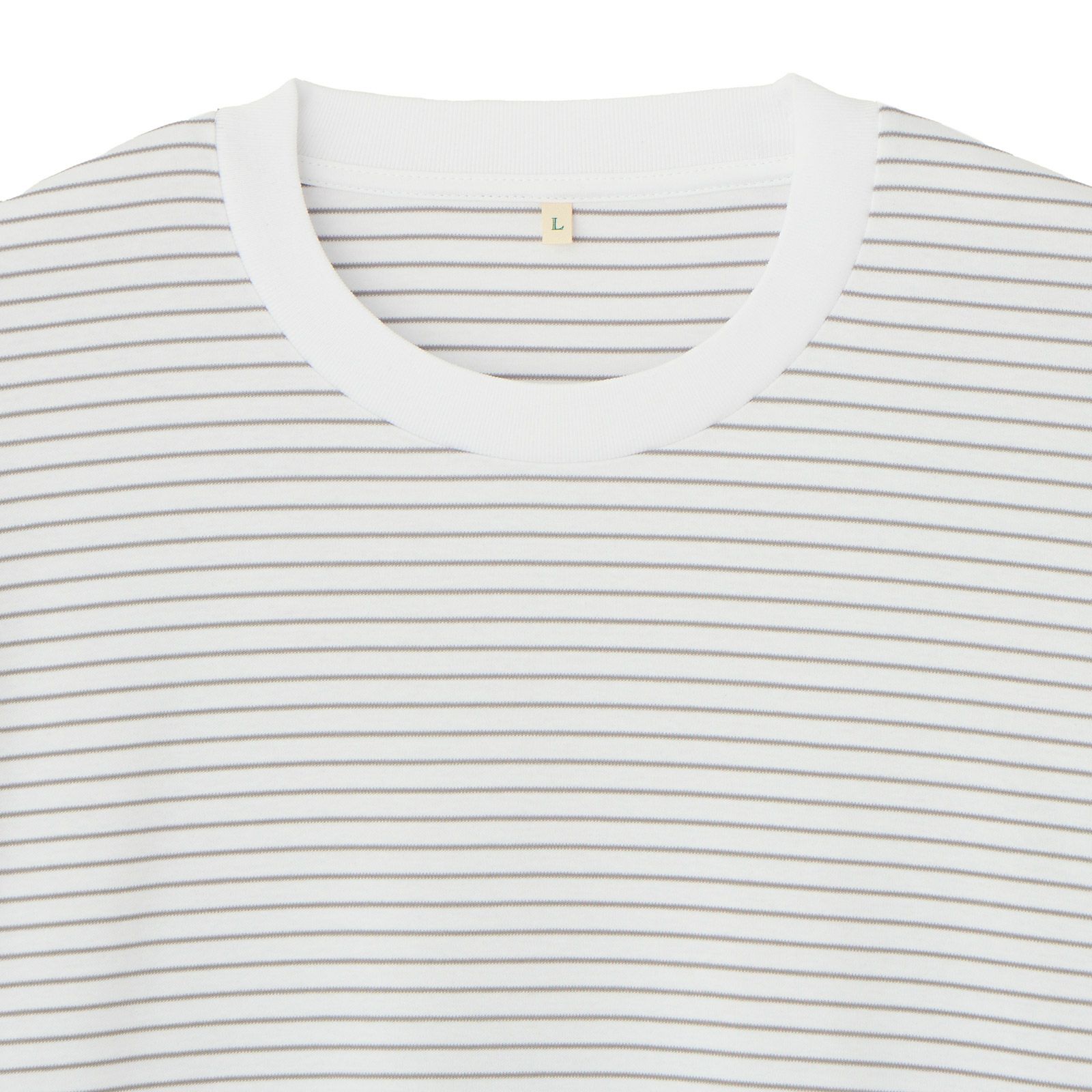 シルキータッチコットン　クルーボーダー長袖Tシャツ