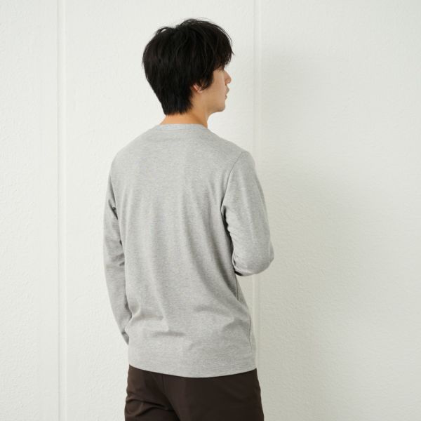 シルキータッチコットン　クルーネック長袖Tシャツ（無地）