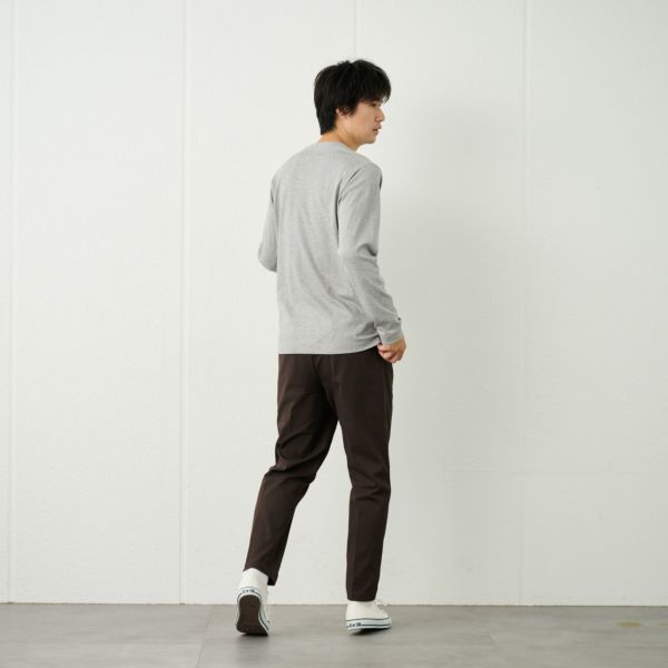 シルキータッチコットン　クルーネック長袖Tシャツ（無地）