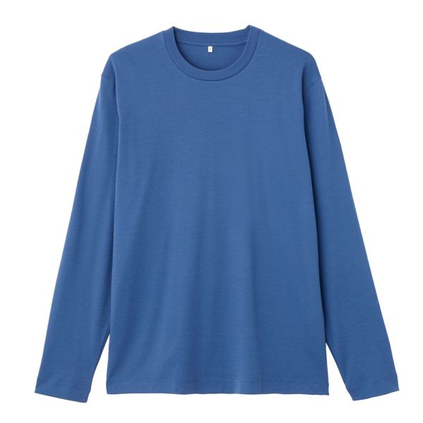 シルキータッチコットン　クルーネック長袖Tシャツ（無地）