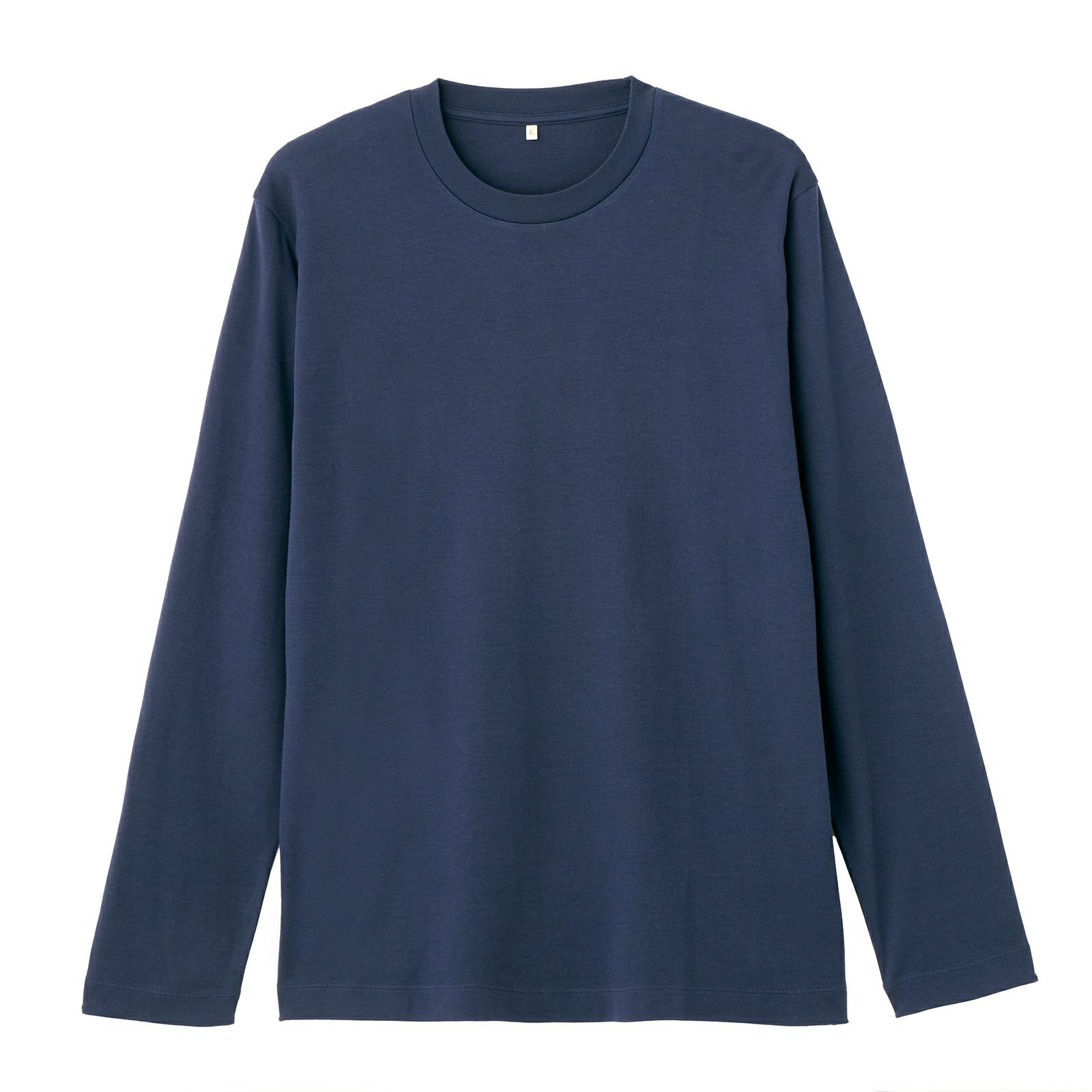 シルキータッチコットン　クルーネック長袖Tシャツ（無地）