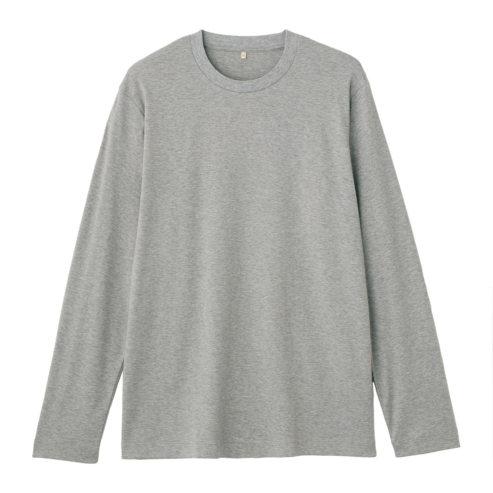 シルキータッチコットン　クルーネック長袖Tシャツ（無地）