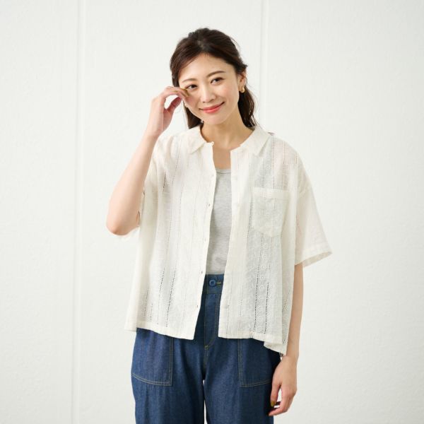 総刺繍レースシャツハオリ