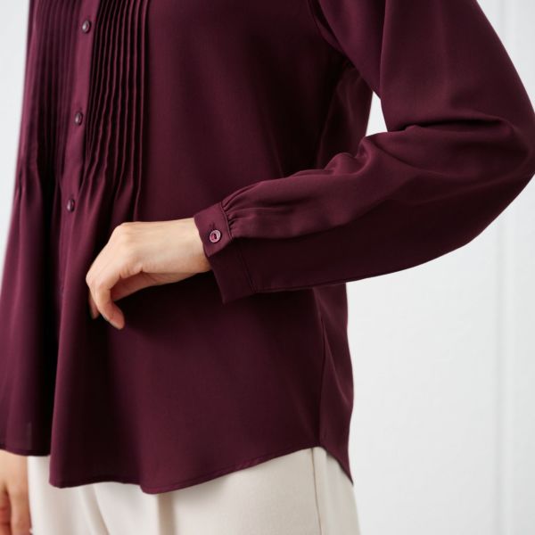 【オルスタ】イージーケア長袖ピンタックブラウス