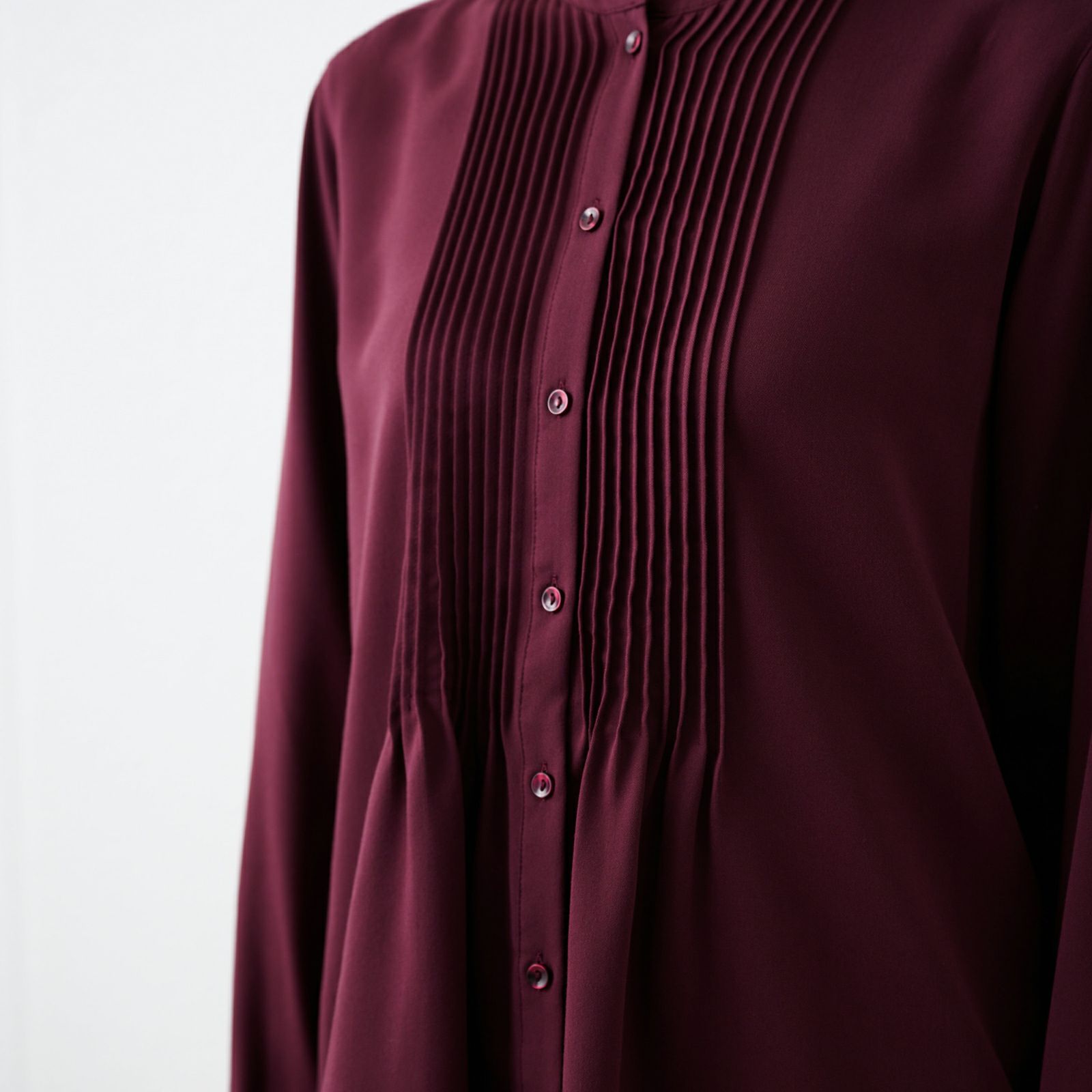 【オルスタ】イージーケア長袖ピンタックブラウス