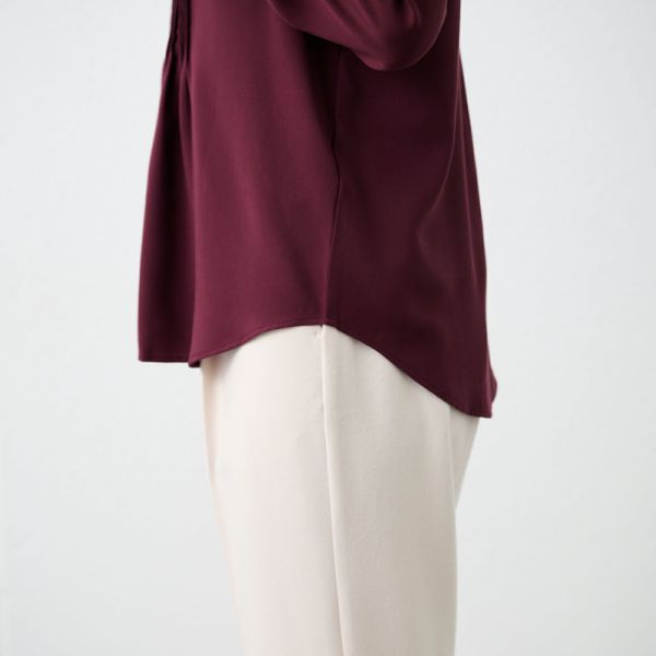 【オルスタ】イージーケア長袖ピンタックブラウス