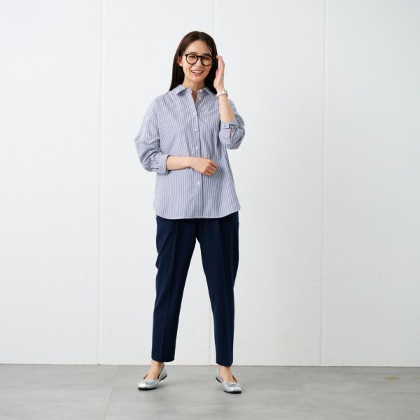 【てまラク】　綿混長袖レギュラーシャツ