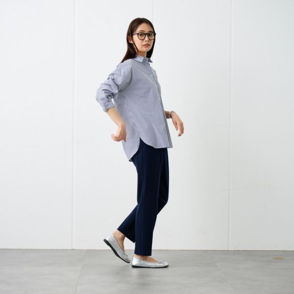 【てまラク】　綿混長袖レギュラーシャツ