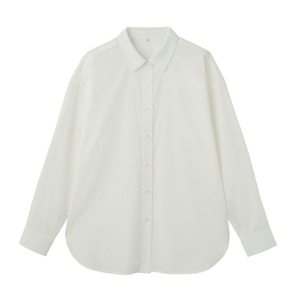 【てまラク】　綿混長袖レギュラーシャツ