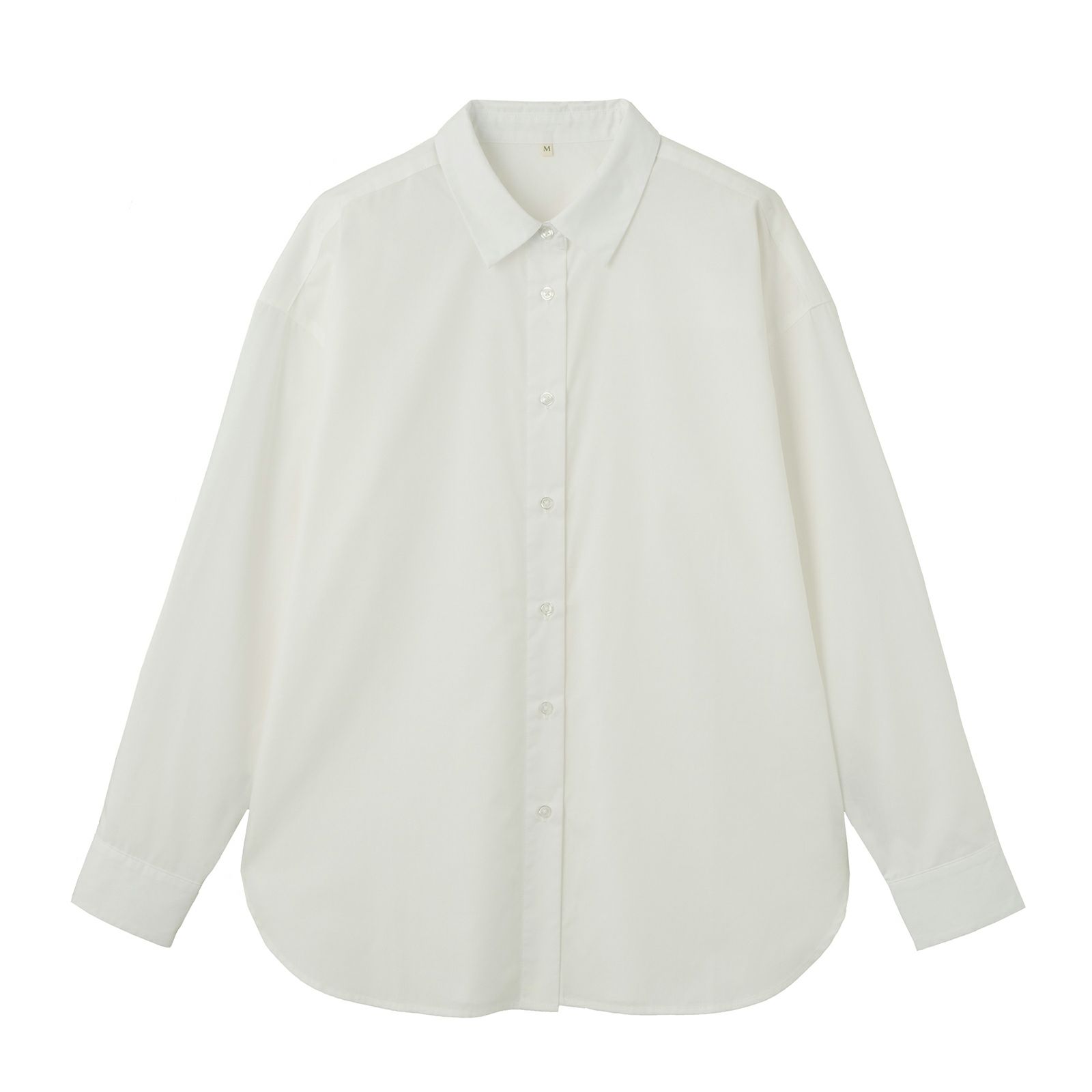 【てまラク】　綿混長袖レギュラーシャツ