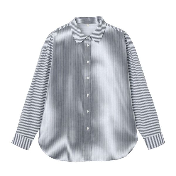 【てまラク】　綿混長袖レギュラーシャツ