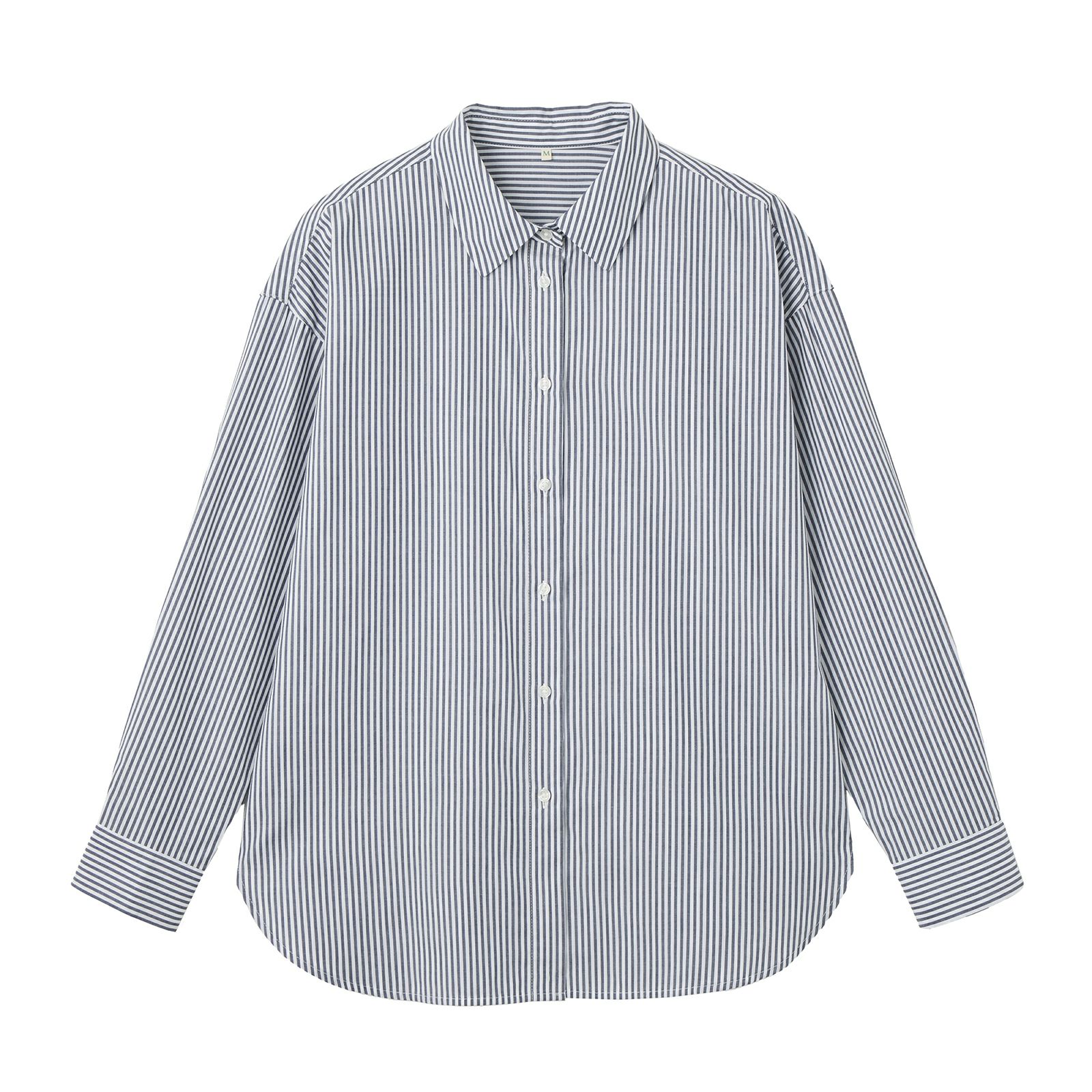 【てまラク】　綿混長袖レギュラーシャツ