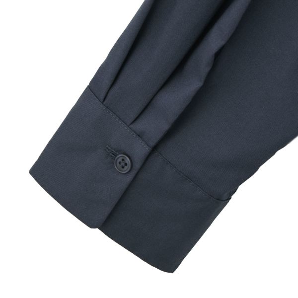 【てまラク】　綿混長袖バンドカラーミドルシャツ