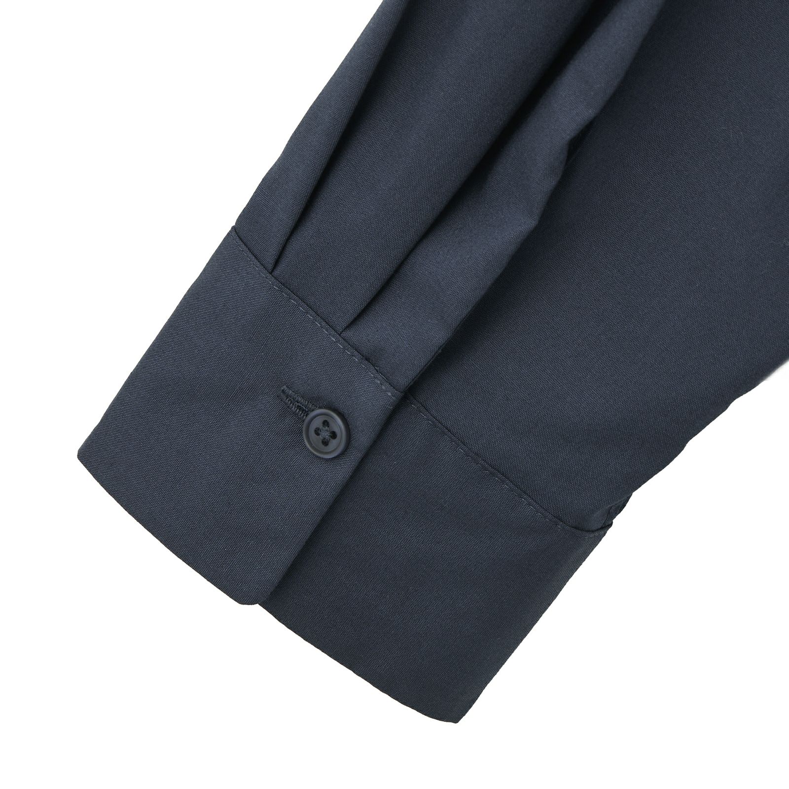 【てまラク】　綿混長袖バンドカラーミドルシャツ