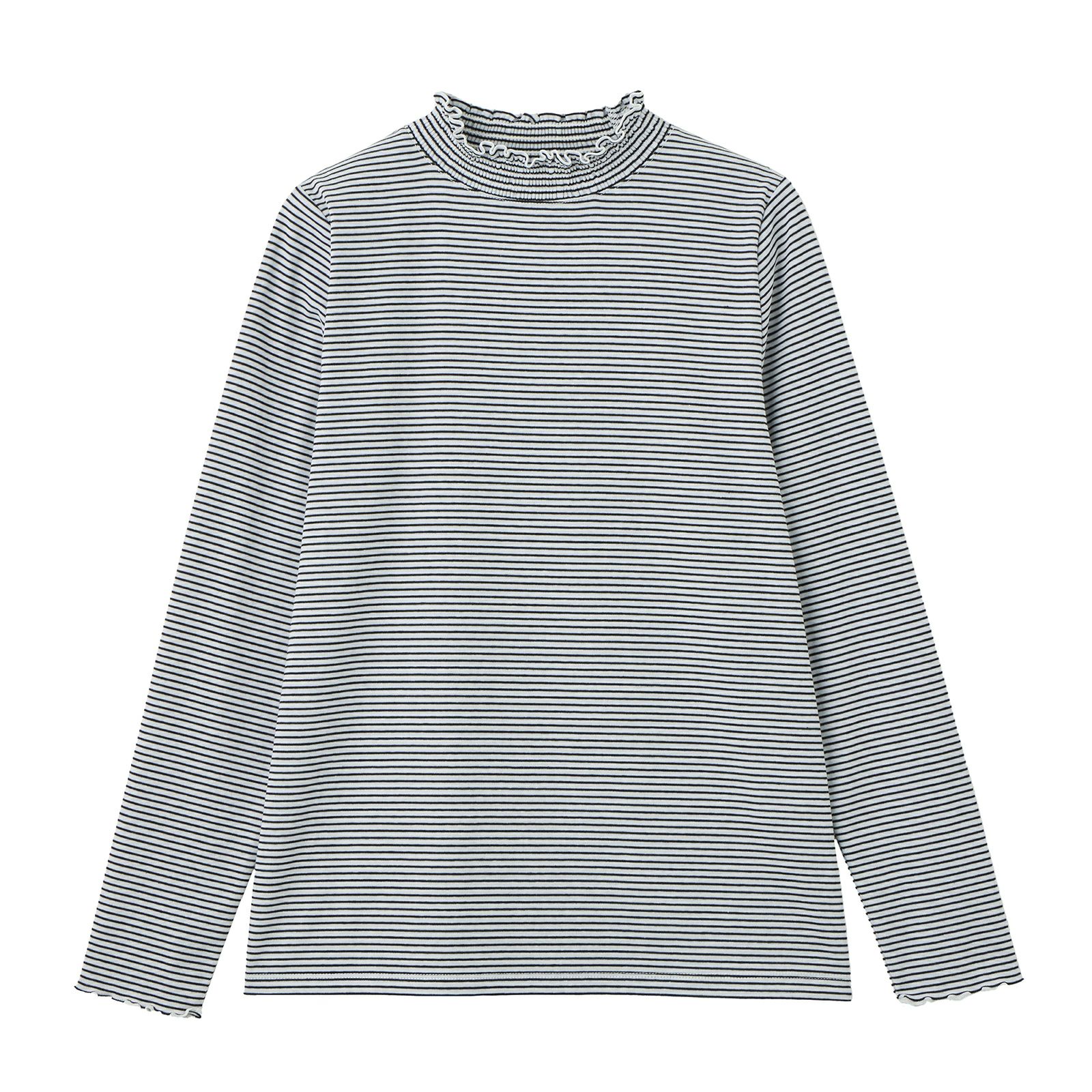 シャーリングネック長袖Tシャツ