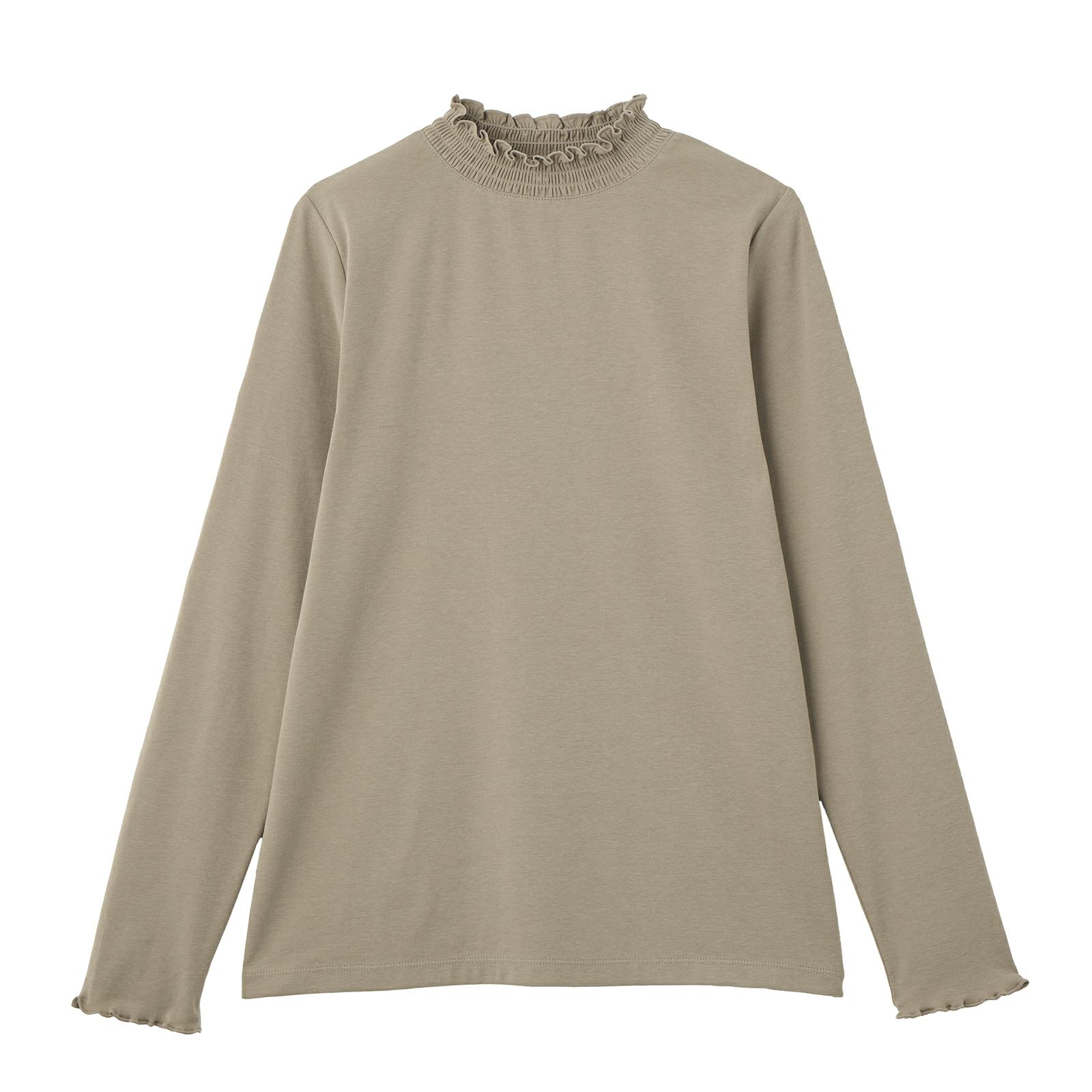 シャーリングネック長袖Tシャツ