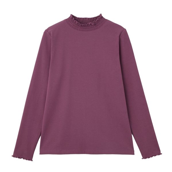 シャーリングネック長袖Tシャツ