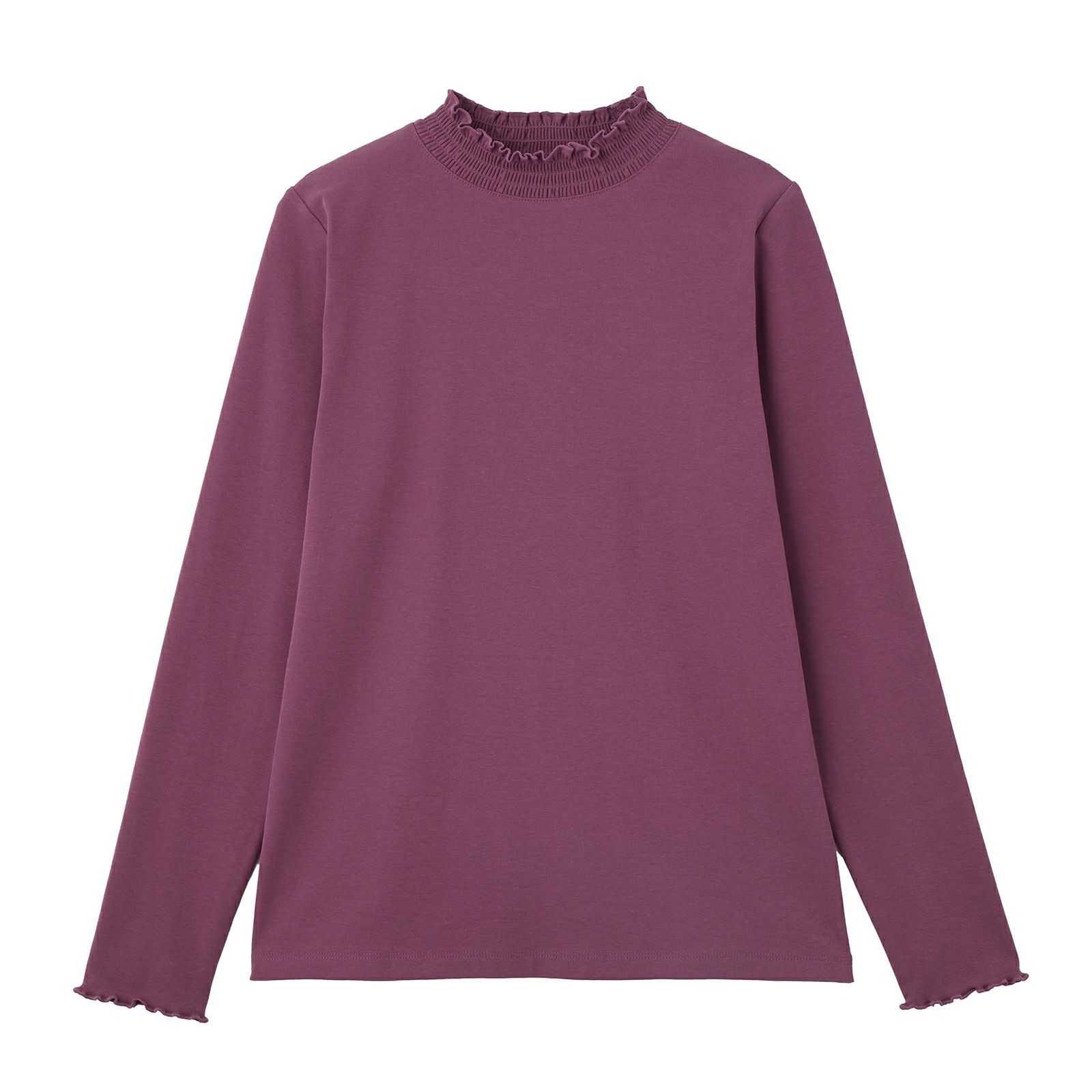 シャーリングネック長袖Tシャツ