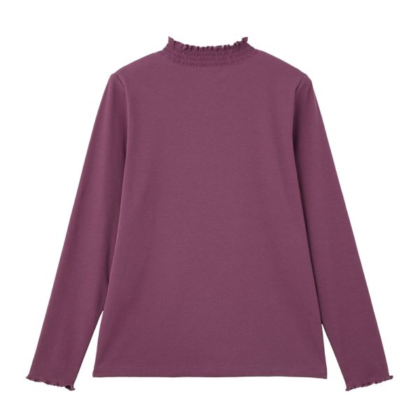 シャーリングネック長袖Tシャツ