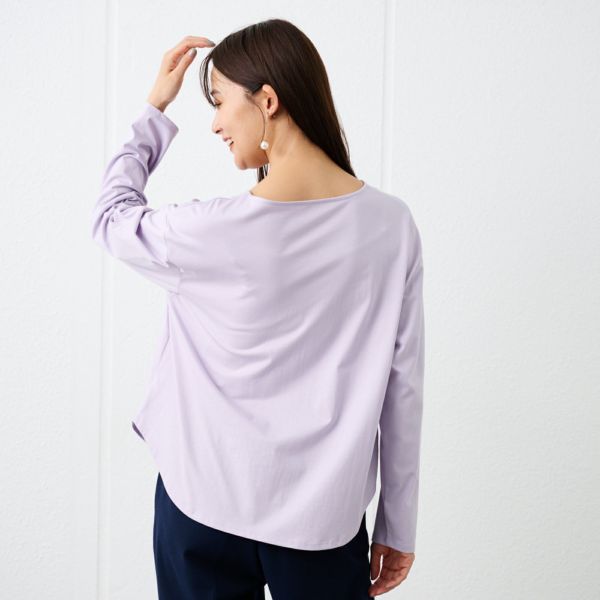 シルキーコットン　抗菌防臭ラウンドヘム長袖Tシャツ