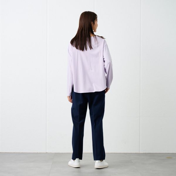 シルキーコットン　抗菌防臭ラウンドヘム長袖Tシャツ