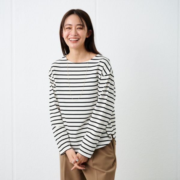 シルキーコットン　抗菌防臭ラウンドヘム長袖Tシャツ