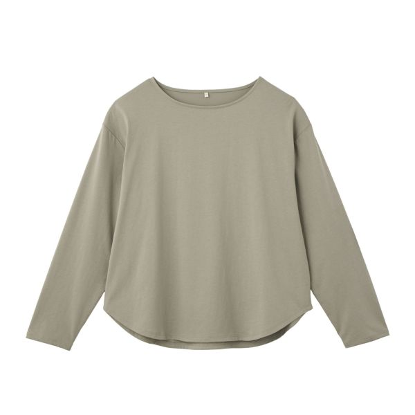 シルキーコットン　抗菌防臭ラウンドヘム長袖Tシャツ