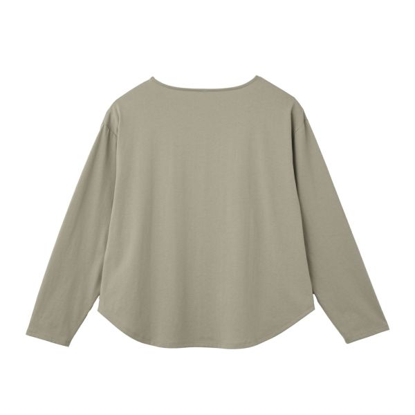 シルキーコットン　抗菌防臭ラウンドヘム長袖Tシャツ