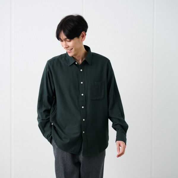 【てまラク】フランネルシャツ（無地）