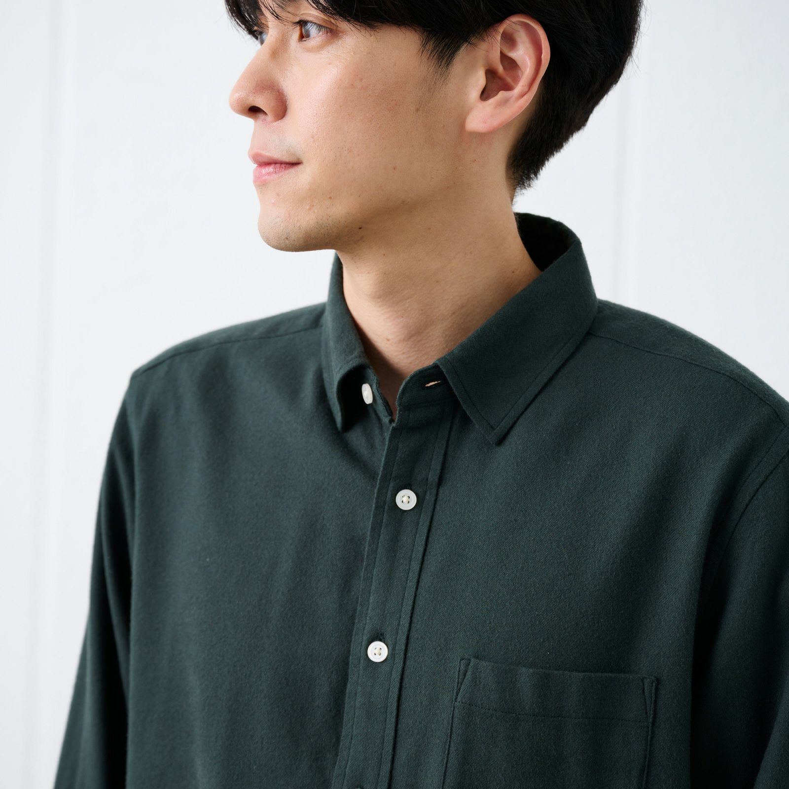 【てまラク】フランネルシャツ（無地）