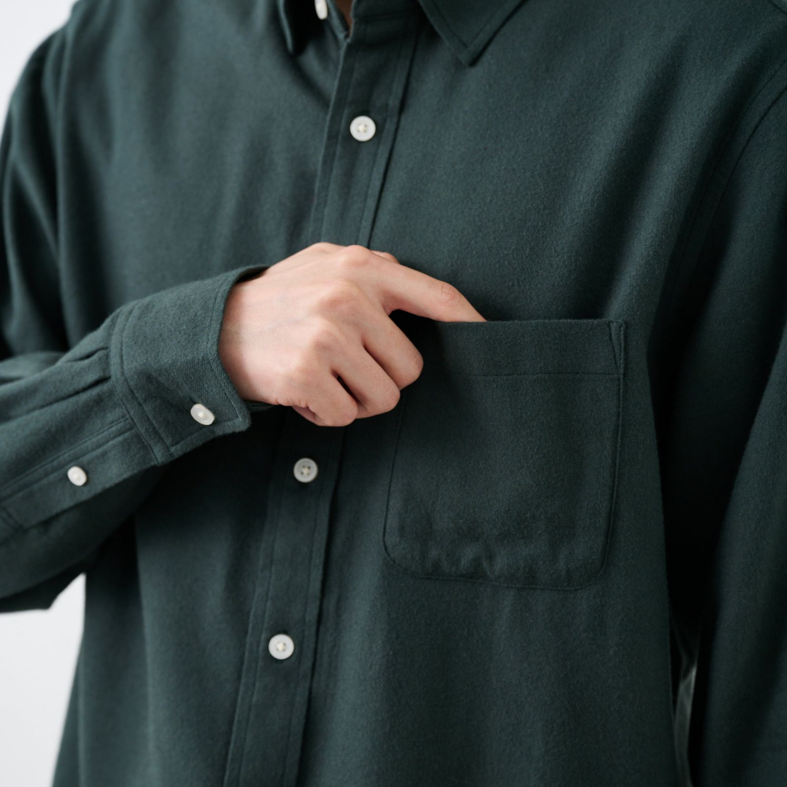 【てまラク】フランネルシャツ（無地）