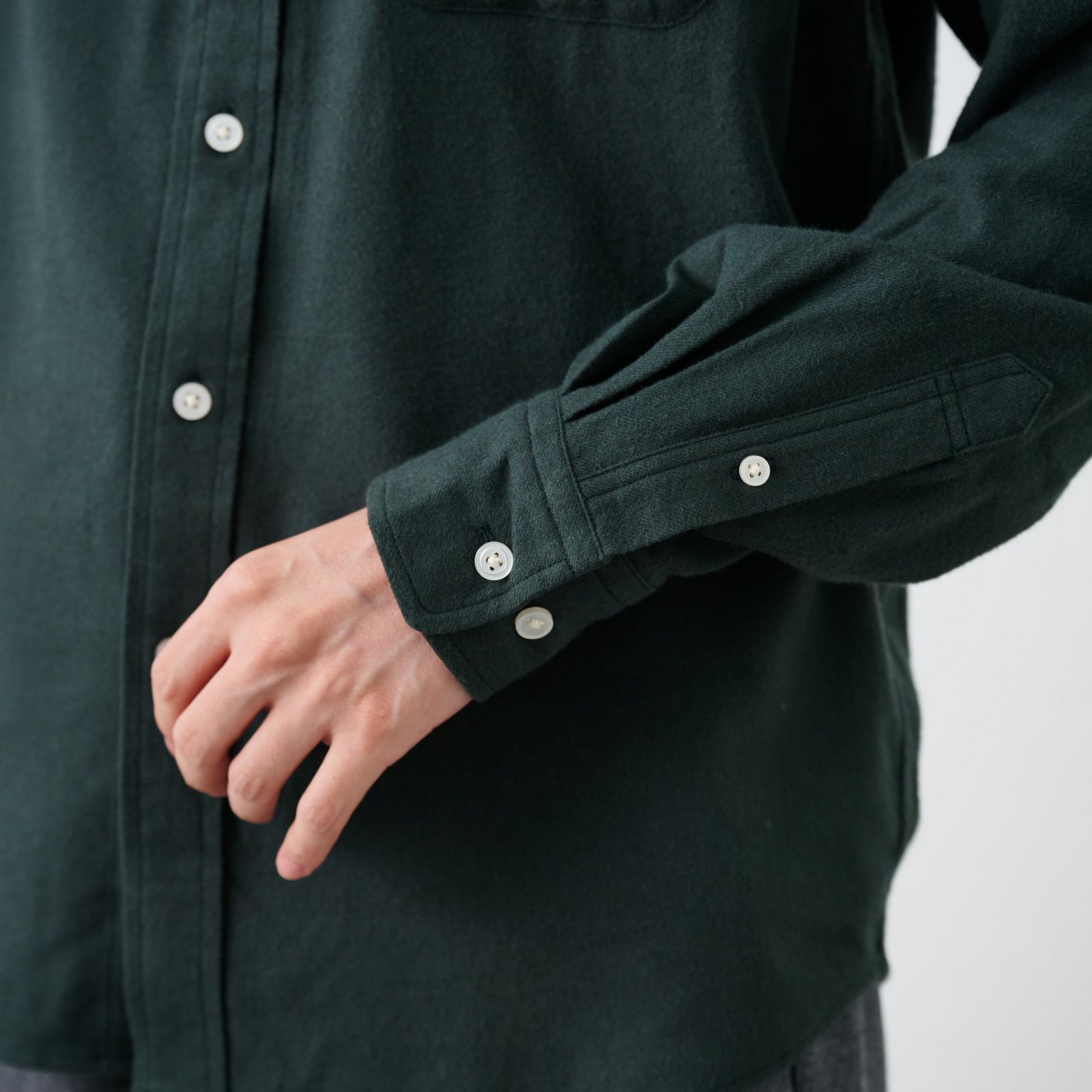 【てまラク】フランネルシャツ（無地）