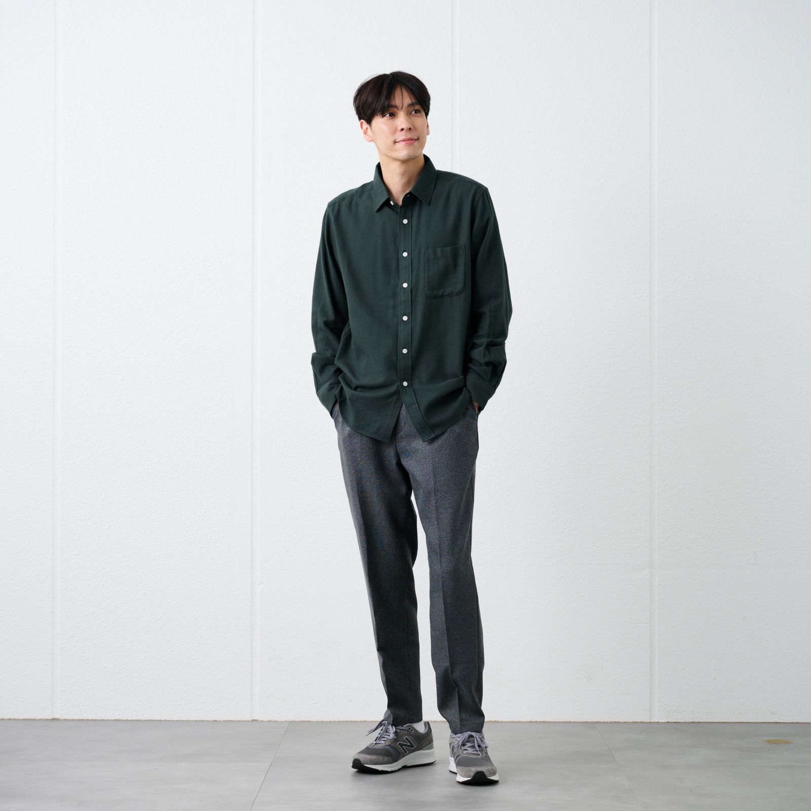 【てまラク】フランネルシャツ（無地）