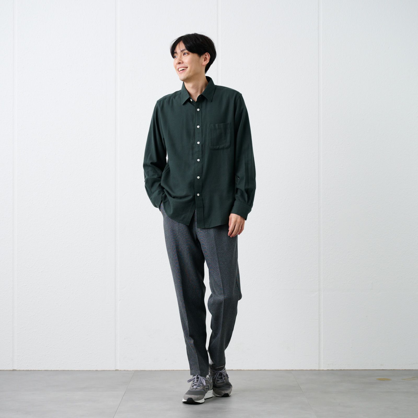 【てまラク】フランネルシャツ（無地）