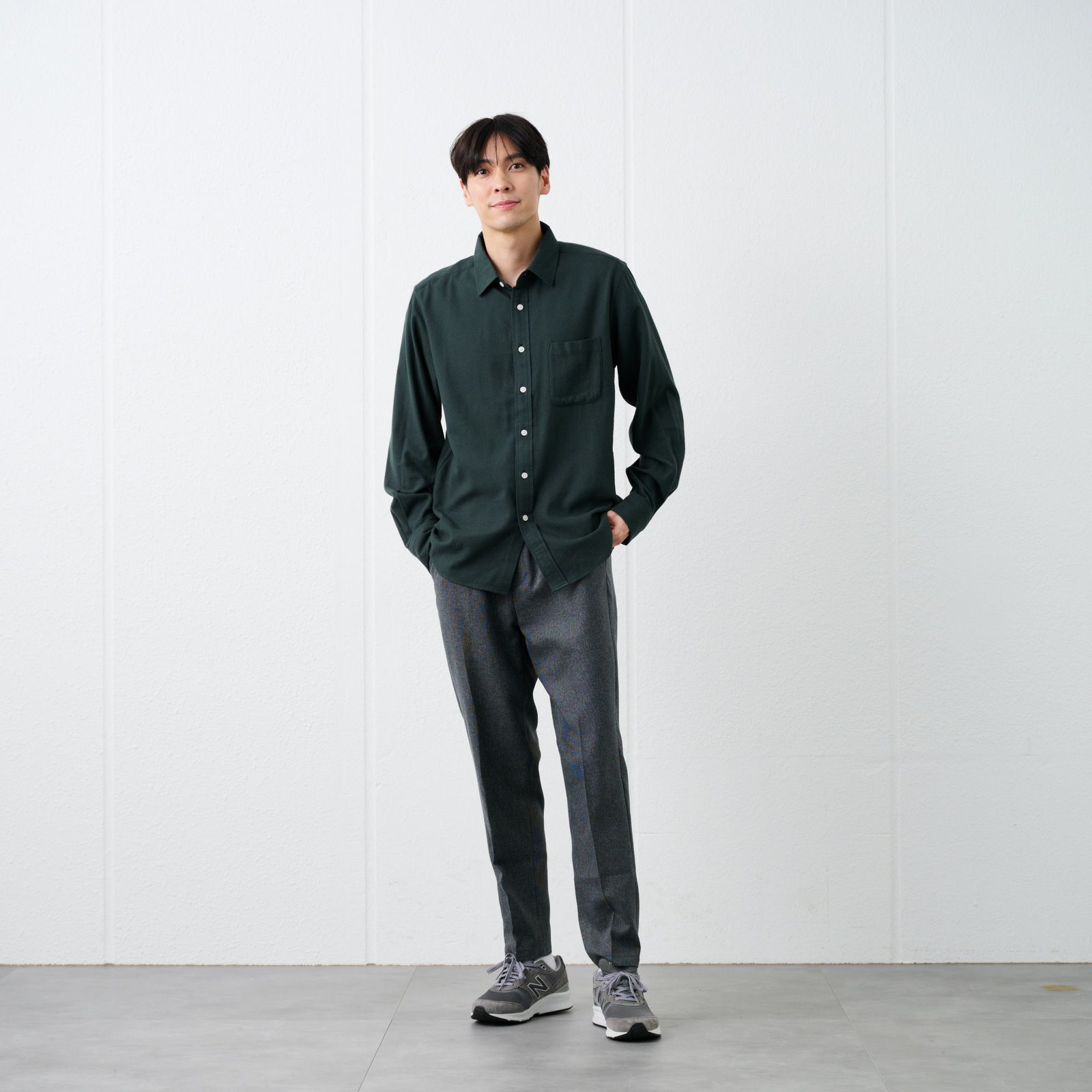 【てまラク】フランネルシャツ（無地）