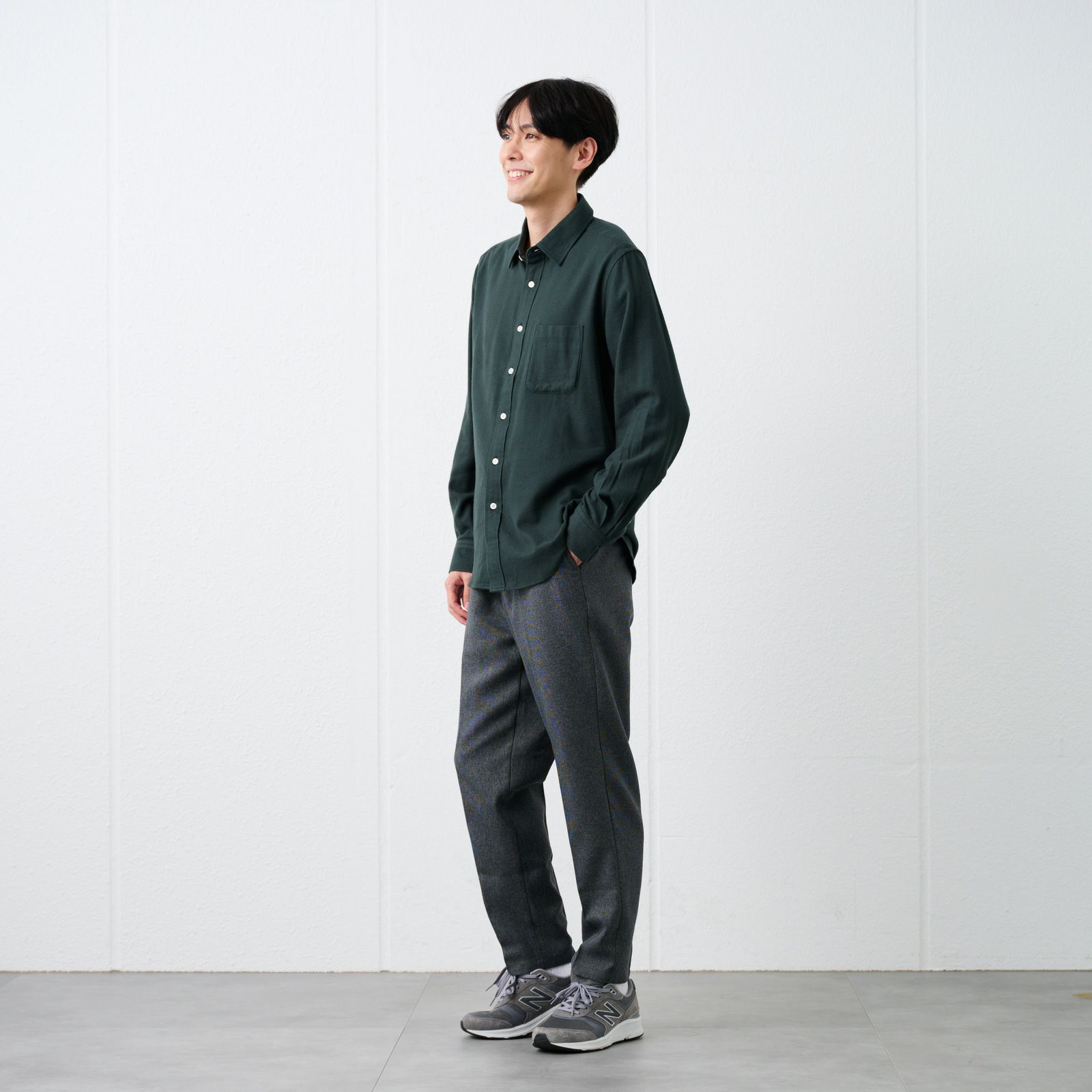 【てまラク】フランネルシャツ（無地）