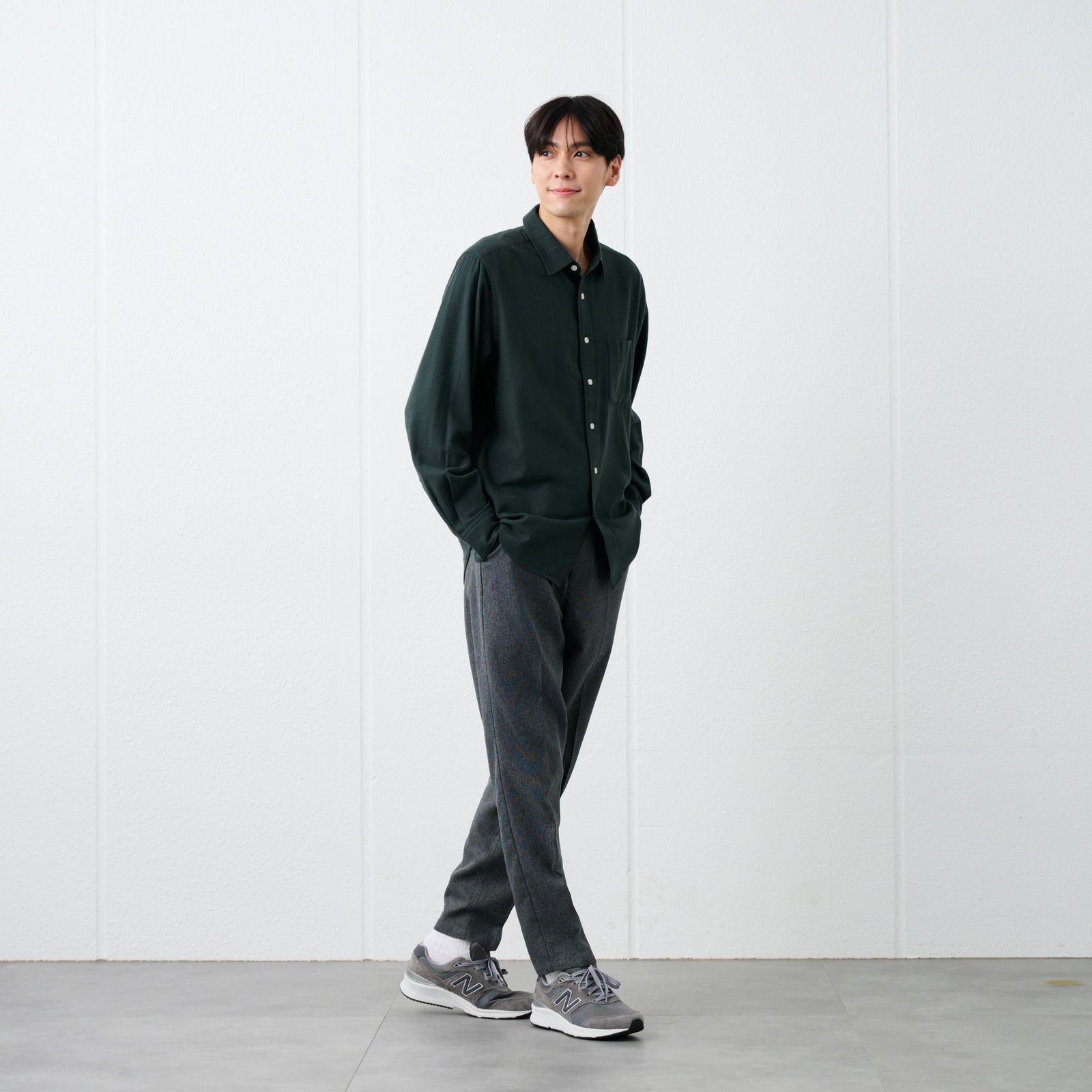 【てまラク】フランネルシャツ（無地）