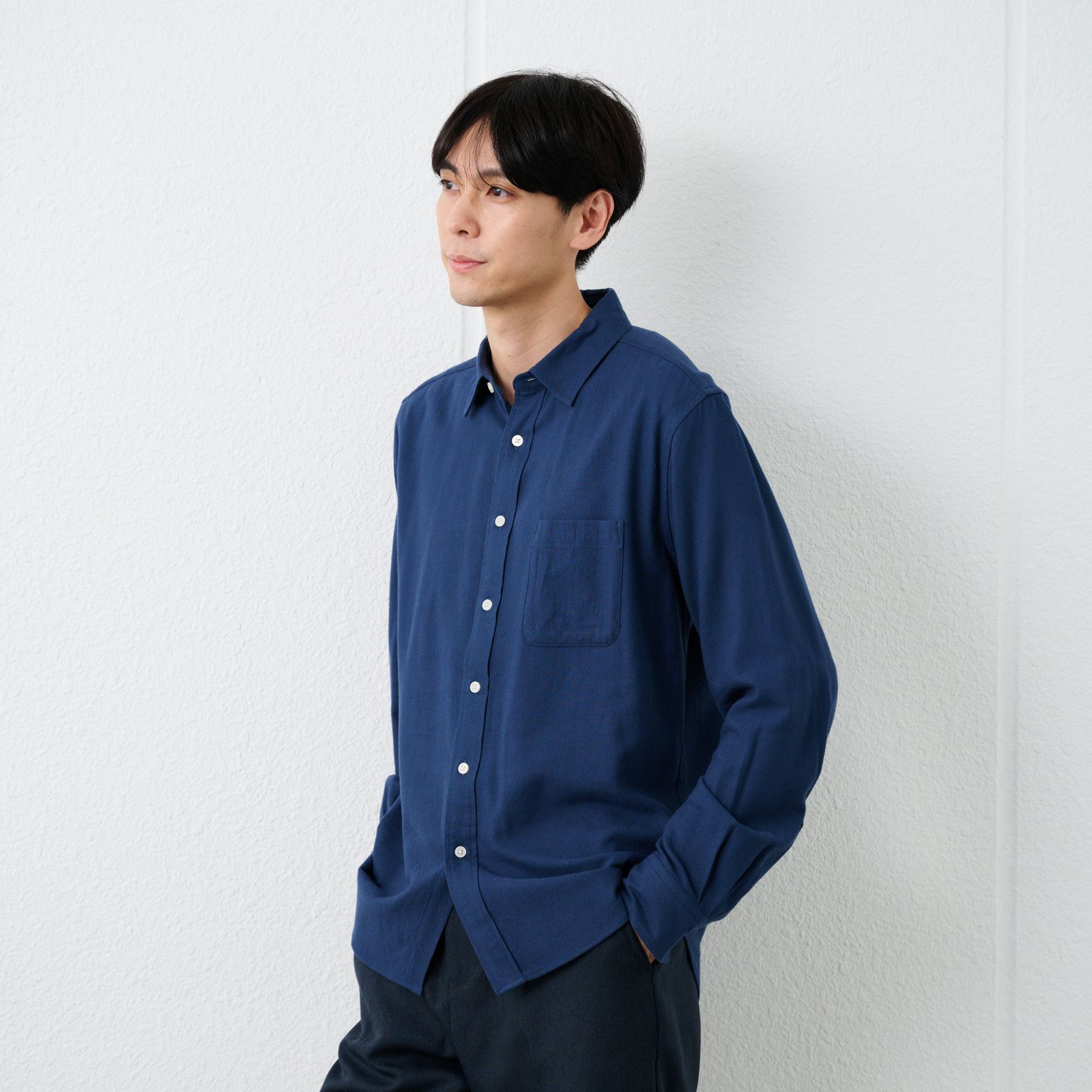 【てまラク】フランネルシャツ（無地）