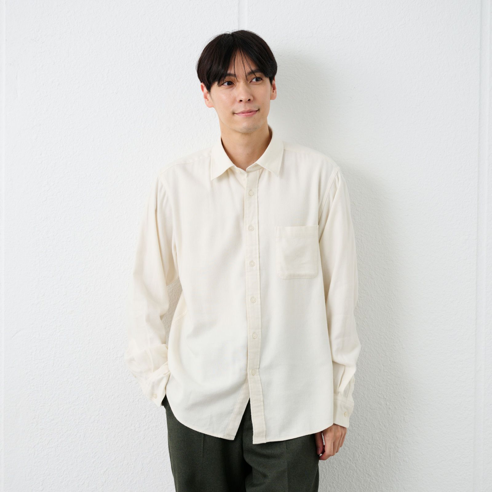 【てまラク】フランネルシャツ（無地）