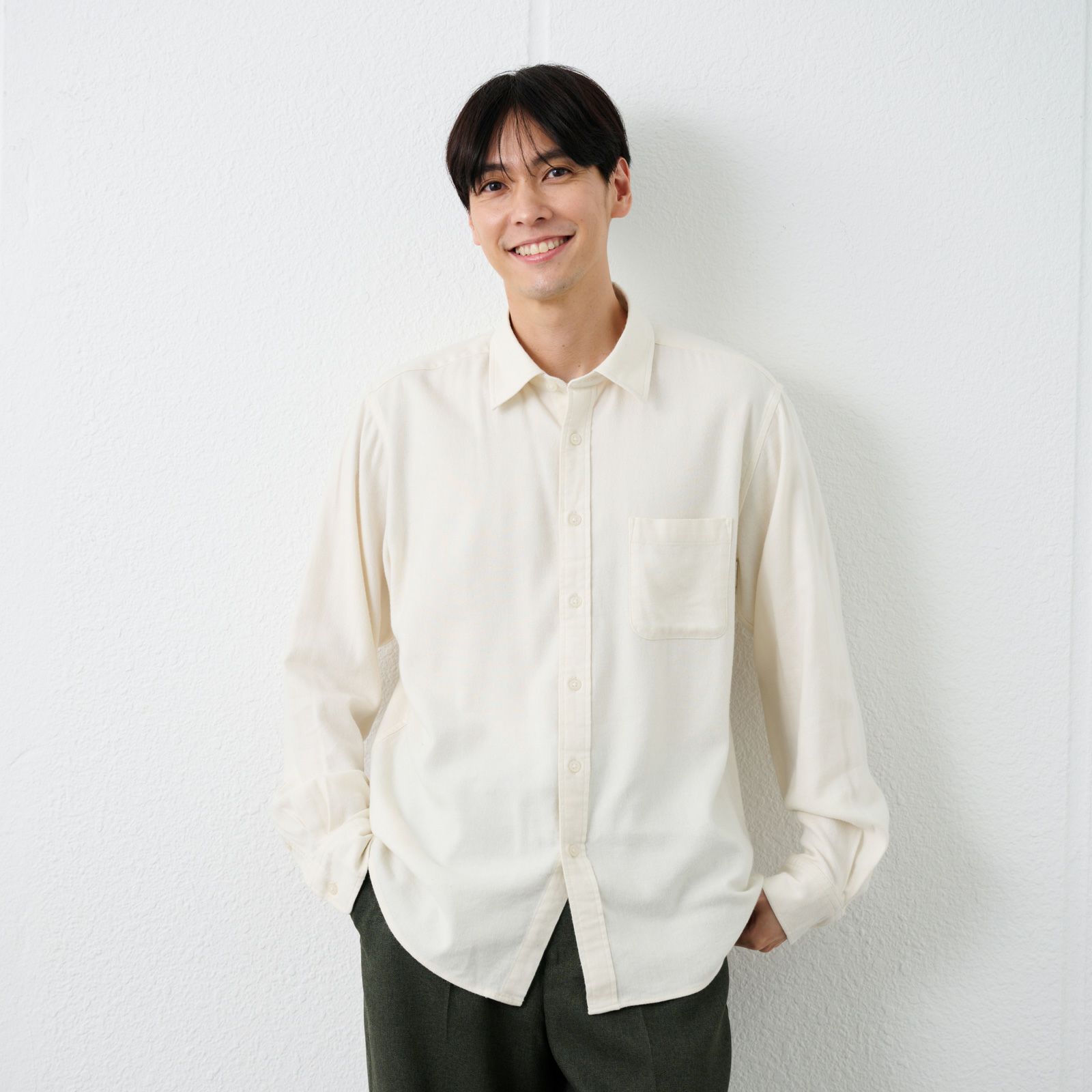 【てまラク】フランネルシャツ（無地）