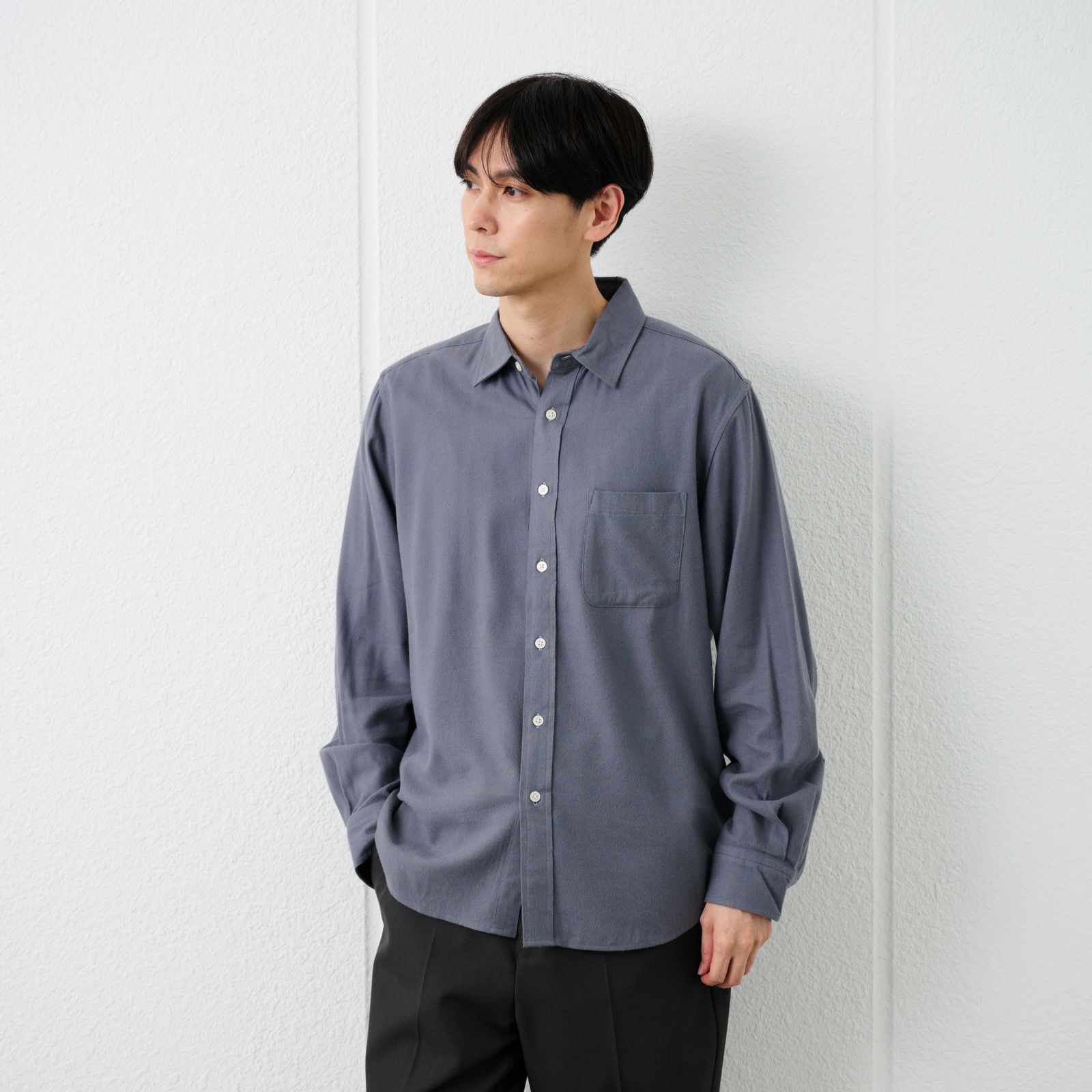 【てまラク】フランネルシャツ（無地）