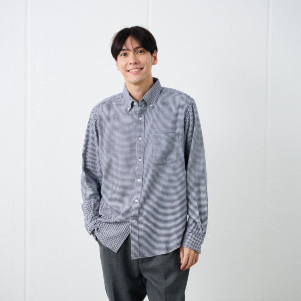 【てまラク】フランネルボタンダウンシャツ